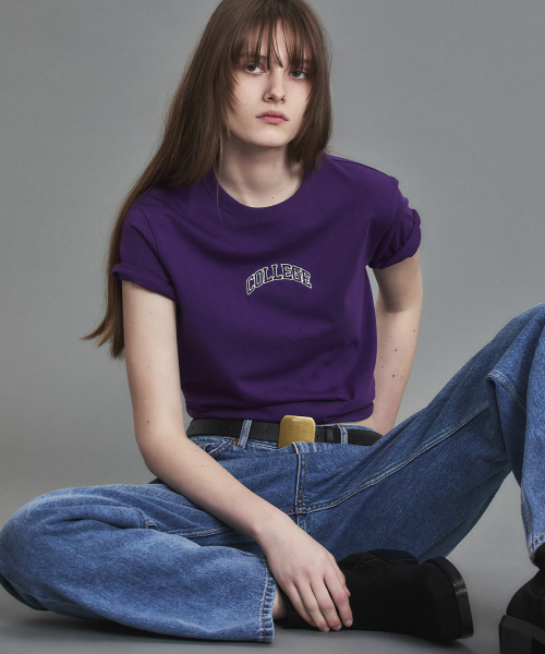 NOHANT(ノアン)の「COLLEGE CROPPED T-SHIRT PURPLE(Tシャツ/カットソー・レディース・パープル・FREE)」の3枚目の写真