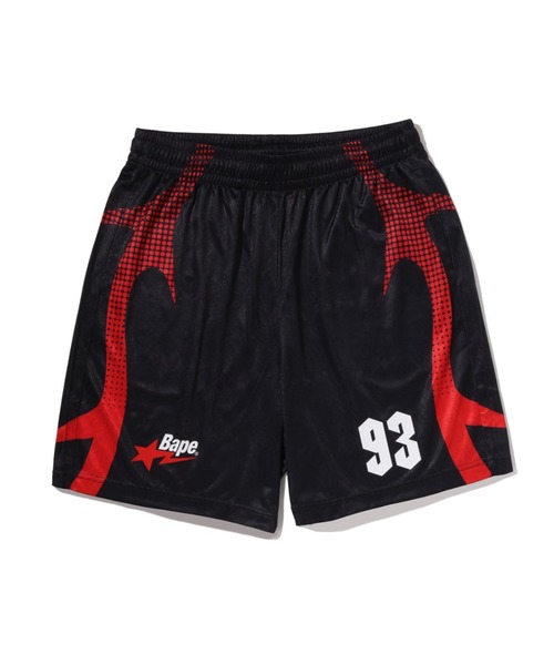 A BATHING APE(アベイシングエイプ)の「APE FLAME MONOGRAM JACQUARD RELAXED FIT FOOTBALL SHORTS(その他パンツ・メンズ・ブラック/グリーン・MEDIUM/X-LARGE/XX-LARGE/SMALL)」の2枚目の写真
