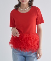 【MAISON BREEZE reveur】ボリュームチュールフリル ヘムプルオーバーTシャツ trc