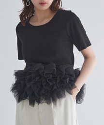 【MAISON BREEZE reveur】ボリュームチュールフリル ヘムプルオーバーTシャツ trc