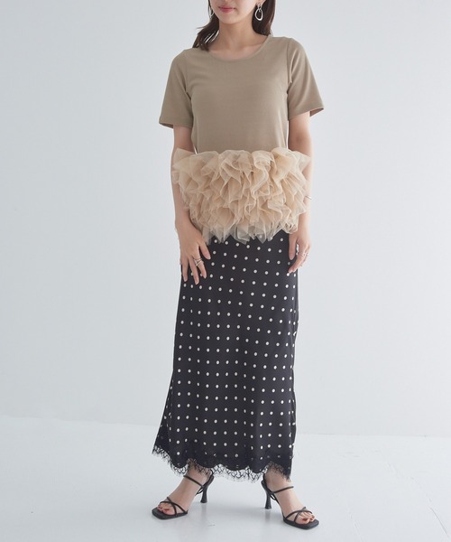 MAISON BREEZE reveur(メゾンブリーズレヴール)の「【MAISON BREEZE reveur】ボリュームチュールフリル ヘムプルオーバーTシャツ trc(Tシャツ/カットソー・レディース・ベージュ/オフホワイト/レッド/ブラック・FREE)」の14枚目の写真