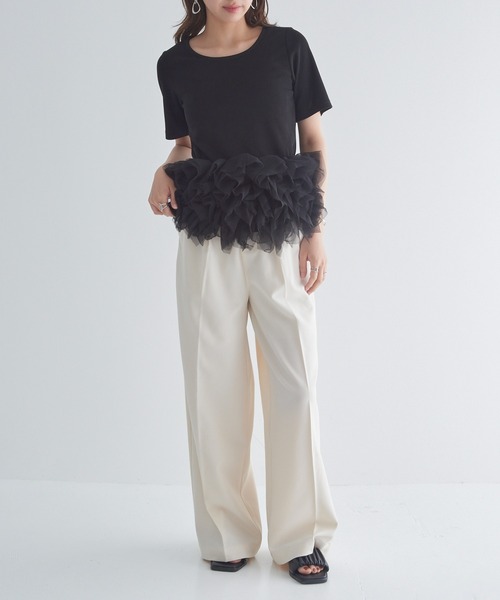 MAISON BREEZE reveur(メゾンブリーズレヴール)の「【MAISON BREEZE reveur】ボリュームチュールフリル ヘムプルオーバーTシャツ trc(Tシャツ/カットソー・レディース・ベージュ/オフホワイト/レッド/ブラック・FREE)」の19枚目の写真
