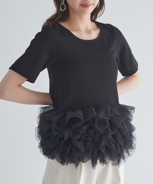 MAISON BREEZE reveur(メゾンブリーズレヴール)の「【MAISON BREEZE reveur】ボリュームチュールフリル ヘムプルオーバーTシャツ trc(Tシャツ/カットソー・レディース・ベージュ/オフホワイト/レッド/ブラック・FREE)」の22枚目の写真