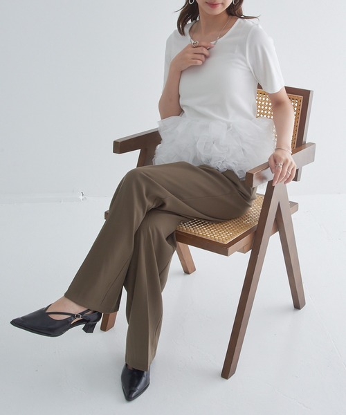 MAISON BREEZE reveur(メゾンブリーズレヴール)の「【MAISON BREEZE reveur】ボリュームチュールフリル ヘムプルオーバーTシャツ trc(Tシャツ/カットソー・レディース・ベージュ/オフホワイト/レッド/ブラック・FREE)」の5枚目の写真