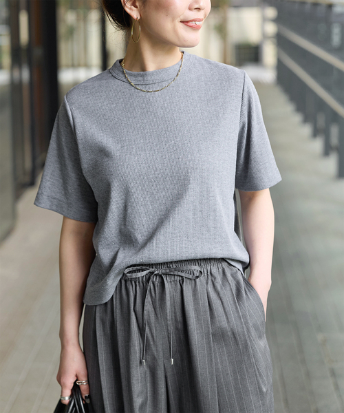 B.C STOCK(ベーセーストック)の「ウォッシャブル / ラインストーンTシャツ(Tシャツ/カットソー・レディース・ホワイト/ピンク/ネイビー/チャコールグレー・FREE)」の2枚目の写真