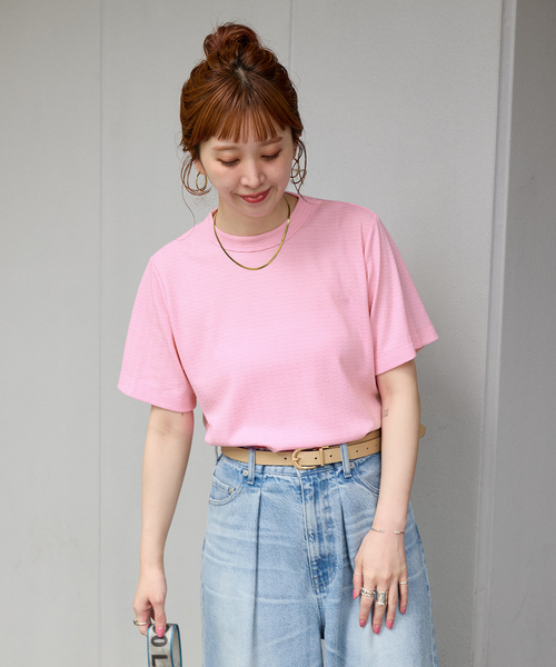 B.C STOCK(ベーセーストック)の「ウォッシャブル / ラインストーンTシャツ(Tシャツ/カットソー・レディース・ホワイト/ピンク/ネイビー/チャコールグレー・FREE)」の9枚目の写真