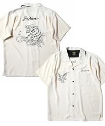 ［HOUSTON ヒューストン］TIGER EMB RAYON SOUVENIR S/S SHIRT 虎 タイガー 和柄 ステッチ刺繍 オープンカラーシャツ / スーベニアシャツ / スカシャツ / 開襟シャツ