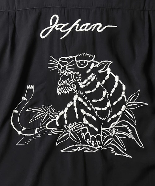 虎刺繍　Houston HOUSTON ヒューストン］TIGER EMB RAYON SOUVENIR S/S SHIRT 虎