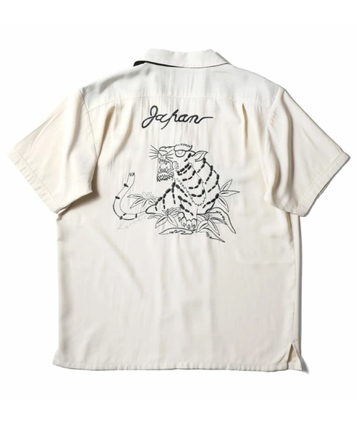 HOUSTON ヒューストン］TIGER EMB RAYON SOUVENIR S/S SHIRT 虎