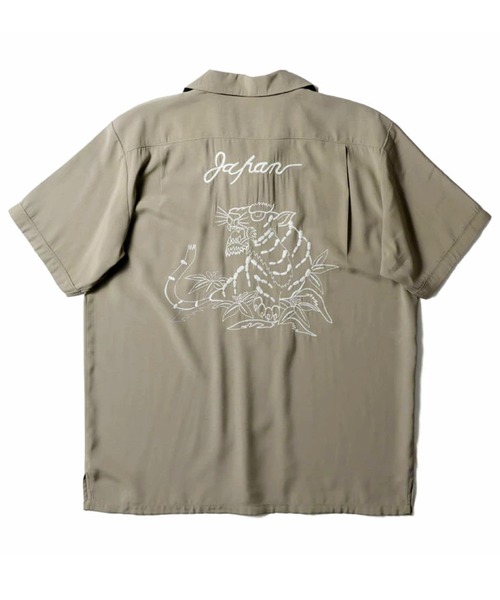 HOUSTON ヒューストン］TIGER EMB RAYON SOUVENIR S/S SHIRT 虎