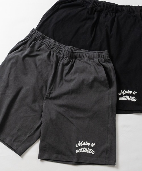 JOHN'S CLOSET(ジョンズクローゼット)の「【31】ドライコットン天竺 ワンポイントロゴ ショーツ/ハーフパンツ(スウェットパンツ・メンズ・ブラック/チャコールグレー・MEDIUM/LARGE)」の2枚目の写真