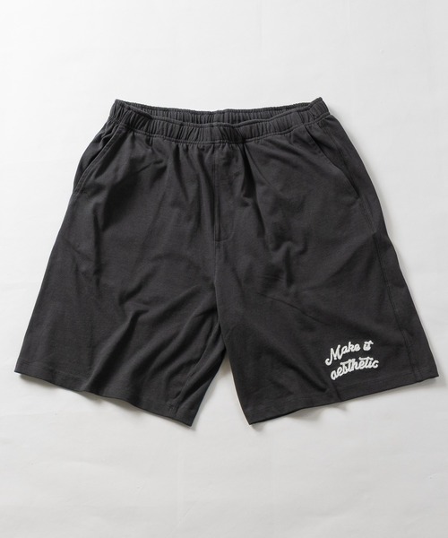 JOHN'S CLOSET(ジョンズクローゼット)の「【31】ドライコットン天竺 ワンポイントロゴ ショーツ/ハーフパンツ(スウェットパンツ・メンズ・ブラック/チャコールグレー・MEDIUM/LARGE)」の4枚目の写真