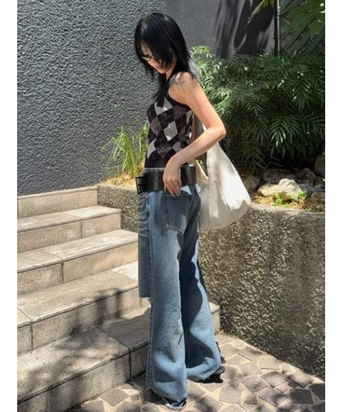 LAGUA GEM（ラグアジェム）の「LOOSEY FLARE VINTAGE デニム（デニムパンツ・レディース・ブルー/ライトブルー・22inch/23inch/24inch/25inch/26inch）」の20枚目の写真