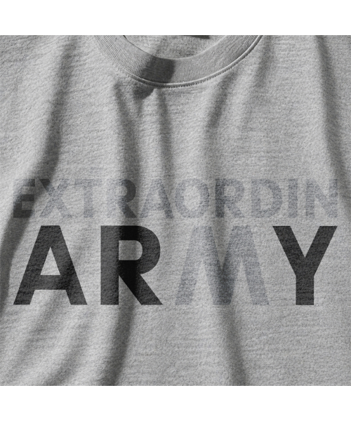 EXTRAORDINARY（エクストラオーディナリー）の「IPFU ARMY TEE MELANGE GREY（Tシャツ/カットソー・メンズ・その他・MEDIUM/LARGE/X-LARGE/XX-LARGE）」の4枚目の写真