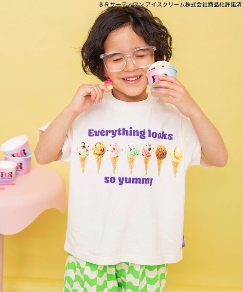 BREEZE(ブリーズ)の「【リンク】サーティワン グラフィックアートTシャツ(キッズサイズ)(Tシャツ/カットソー・キッズ・チャコール/ベージュ/ピンク/ミント/オフホワイト・80/90/120/130/140/100/110)」の1枚目の写真
