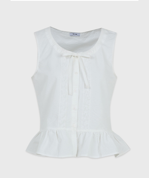 MICANE(ミケーネ)の「アンナスリーブレスレースペプラムブラウス(シャツ/ブラウス・レディース・アイボリー・SMALL/X-LARGE/MEDIUM/LARGE)」の6枚目の写真