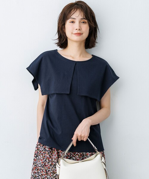 組曲(クミキョク)の「ブラウスライク ケープデザインカットソー(Tシャツ/カットソー・レディース・ホワイト系/ネイビー系/ライトグリーン系・2/3)」の10枚目の写真