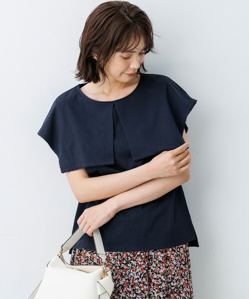組曲(クミキョク)の「ブラウスライク ケープデザインカットソー(Tシャツ/カットソー・レディース・ホワイト系/ネイビー系/ライトグリーン系・2/3)」の12枚目の写真