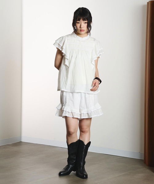 ROSE BUD(ローズバッド)の「SLEEVE FRILL BLOUSE(シャツ/ブラウス・レディース・ホワイト/ブラック/ライトピンク・ONE SIZE)」の9枚目の写真