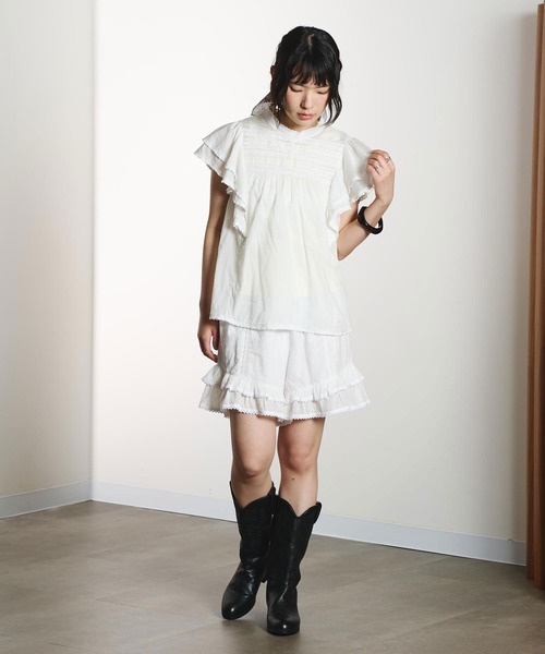 ROSE BUD(ローズバッド)の「SLEEVE FRILL BLOUSE(シャツ/ブラウス・レディース・ホワイト/ブラック/ライトピンク・ONE SIZE)」の10枚目の写真