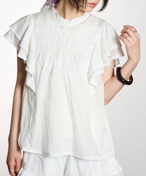 ROSE BUD(ローズバッド)の「SLEEVE FRILL BLOUSE(シャツ/ブラウス・レディース・ホワイト/ブラック/ライトピンク・ONE SIZE)」の13枚目の写真