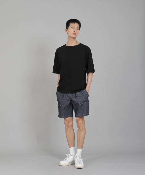SAINTCREW(セントクルー)の「無地Rネック5部半袖TシャツRHR-896ブラック(Tシャツ/カットソー・メンズ・その他・MEDIUM/LARGE/XX-LARGE/XXXX-LARGE/XXX-LARGE/X-LARGE)」の2枚目の写真