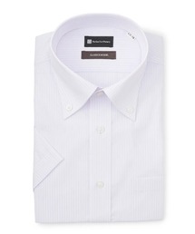 【ノンアイロン】半袖ワイシャツ 【形態安定/ベーシックシルエット】 ストライプ ボタンダウン グレー/ブルー/ラベンダー