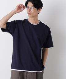 フェイクレイヤード鹿の子Tシャツ 半袖