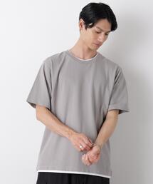 フェイクレイヤード鹿の子Tシャツ 半袖