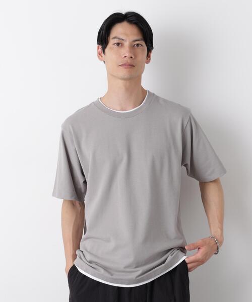 NANO universe(ナノユニバース)の「フェイクレイヤード鹿の子Tシャツ 半袖(Tシャツ/カットソー・メンズ・ネイビー/グリーン/グレー/ブラック・S/L/M)」の6枚目の写真