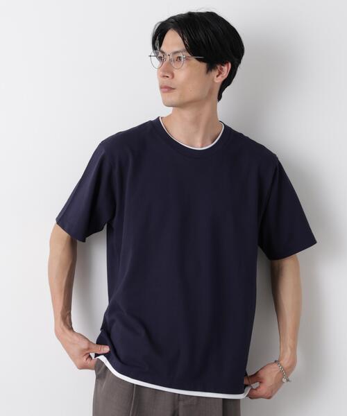NANO universe(ナノユニバース)の「フェイクレイヤード鹿の子Tシャツ 半袖(Tシャツ/カットソー・メンズ・ネイビー/グリーン/グレー/ブラック・S/L/M)」の13枚目の写真