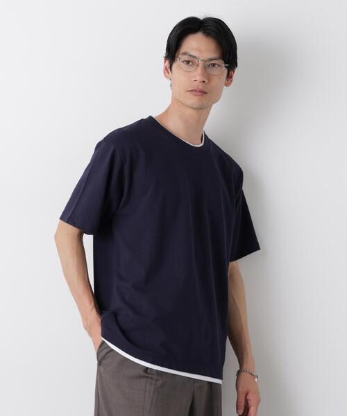 NANO universe(ナノユニバース)の「フェイクレイヤード鹿の子Tシャツ 半袖(Tシャツ/カットソー・メンズ・ネイビー/グリーン/グレー/ブラック・S/L/M)」の14枚目の写真