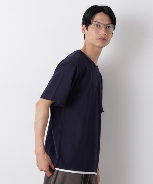 NANO universe(ナノユニバース)の「フェイクレイヤード鹿の子Tシャツ 半袖(Tシャツ/カットソー・メンズ・ネイビー/グリーン/グレー/ブラック・S/L/M)」の15枚目の写真