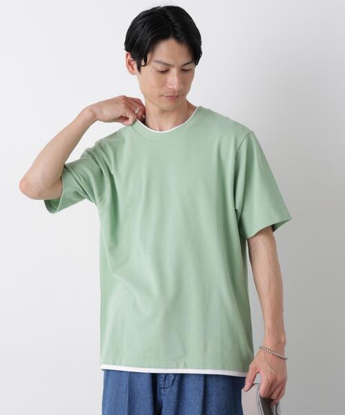 NANO universe(ナノユニバース)の「フェイクレイヤード鹿の子Tシャツ 半袖(Tシャツ/カットソー・メンズ・ネイビー/グリーン/グレー/ブラック・S/L/M)」の21枚目の写真