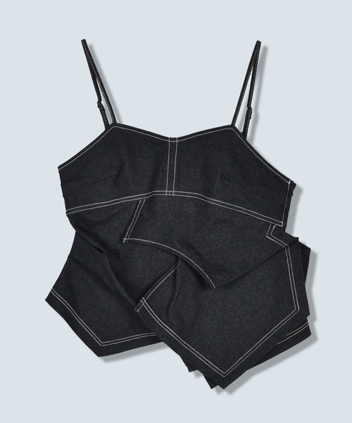 OMMO(オーエムエムオー)の「ASYMME FOLD DESIGN BUSTIER(キャミソール・レディース・ネイビー/オフホワイト・36/38)」の15枚目の写真
