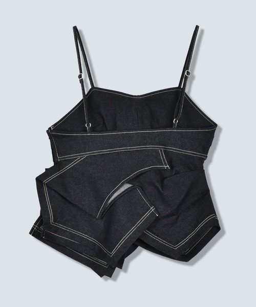 OMMO(オーエムエムオー)の「ASYMME FOLD DESIGN BUSTIER(キャミソール・レディース・ネイビー/オフホワイト・36/38)」の16枚目の写真