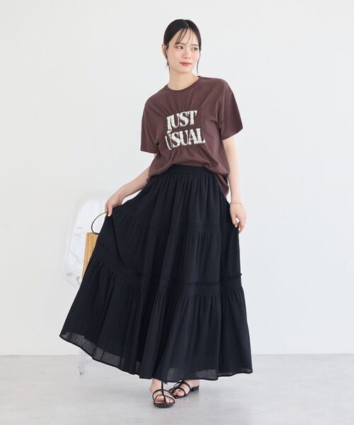 earth music&ecology（アースミュージックアンドエコロジー）の「シャーリングロゴTシャツ（Tシャツ/カットソー・レディース・オフホワイト/ブラウン/チャコールグレー・FREE）」の22枚目の写真