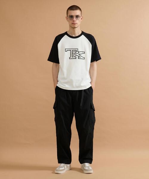 40ct&525(フォーティーカラッツアンドゴーニーゴ)の「カレッジ風TKラグラン配色ミニ裏毛T(Tシャツ/カットソー・メンズ・ブラック系4・03/02)」の2枚目の写真