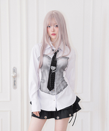 ghost corset print shirt - white