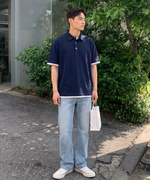 LETTERCOMO(レテルコモ)の「ダストレイヤード 半袖ポロシャツ ダークネイビー(Tシャツ/カットソー・メンズ・ダークネイビー・MEDIUM/LARGE)」の9枚目の写真