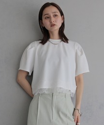 【&g'aime】レースヘムデザイントップス Lace Hem Design Top