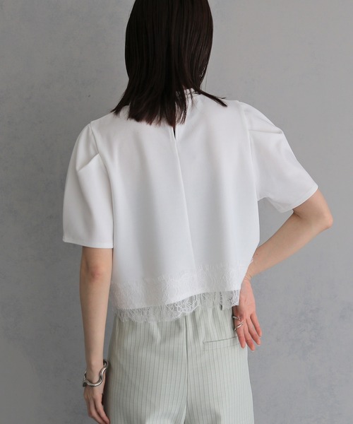 &g'aime（アンジェム）の「【&g'aime】レースヘムデザイントップス　Lace Hem Design Top（Tシャツ/カットソー・レディース・ホワイト/ブラック・FREE）」の9枚目の写真
