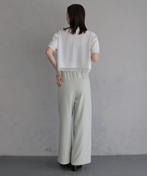 &g'aime（アンジェム）の「【&g'aime】レースヘムデザイントップス　Lace Hem Design Top（Tシャツ/カットソー・レディース・ホワイト/ブラック・FREE）」の13枚目の写真