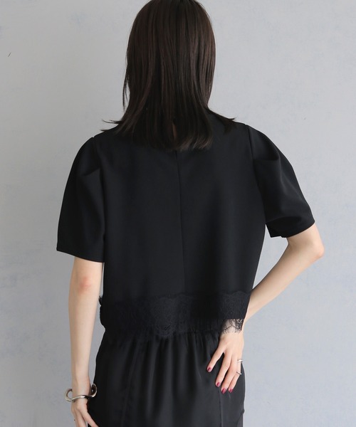 &g'aime（アンジェム）の「【&g'aime】レースヘムデザイントップス　Lace Hem Design Top（Tシャツ/カットソー・レディース・ホワイト/ブラック・FREE）」の19枚目の写真