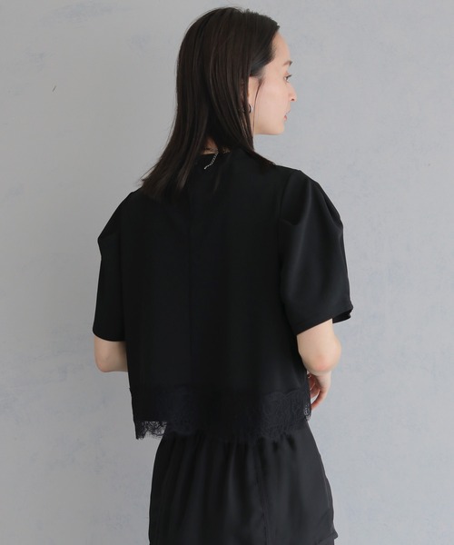 &g'aime（アンジェム）の「【&g'aime】レースヘムデザイントップス　Lace Hem Design Top（Tシャツ/カットソー・レディース・ホワイト/ブラック・FREE）」の20枚目の写真