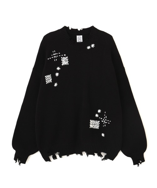 BEAVER(ビーバー)の「B omnivore/ビーオムニボー HAND STITCH CREWNECK KNIT ハンドステッチクルーネックニット(ニット/セーター・メンズ・エメラルド/グレー/ブラック・L/M)」の1枚目の写真