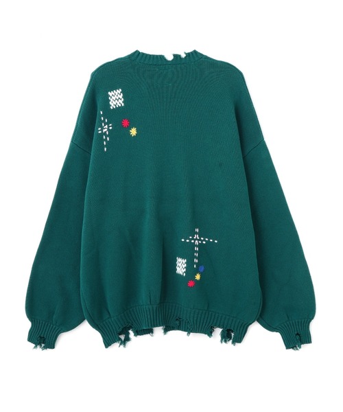 BEAVER(ビーバー)の「B omnivore/ビーオムニボー HAND STITCH CREWNECK KNIT ハンドステッチクルーネックニット(ニット/セーター・メンズ・エメラルド/グレー/ブラック・L/M)」の7枚目の写真