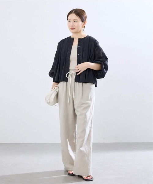 IENA(イエナ)の「《追加2/UVカット》テレコストレッチフレンチノースリーブ(Tシャツ/カットソー・レディース・ベージュ/ブラウン/レッド・FREE)」の7枚目の写真