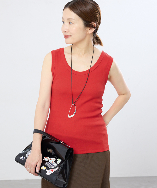IENA(イエナ)の「《追加2/UVカット》テレコストレッチフレンチノースリーブ(Tシャツ/カットソー・レディース・ベージュ/ブラウン/レッド・FREE)」の8枚目の写真