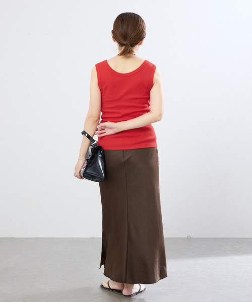 IENA(イエナ)の「《追加2/UVカット》テレコストレッチフレンチノースリーブ(Tシャツ/カットソー・レディース・ベージュ/ブラウン/レッド・FREE)」の13枚目の写真